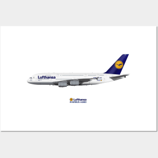Illustration of Lufthansa Airbus A380 Posters and Art